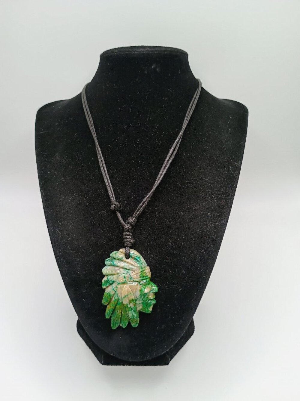 Inca Head Necklace Natural Stone Pendant Pre-Columbian Culture